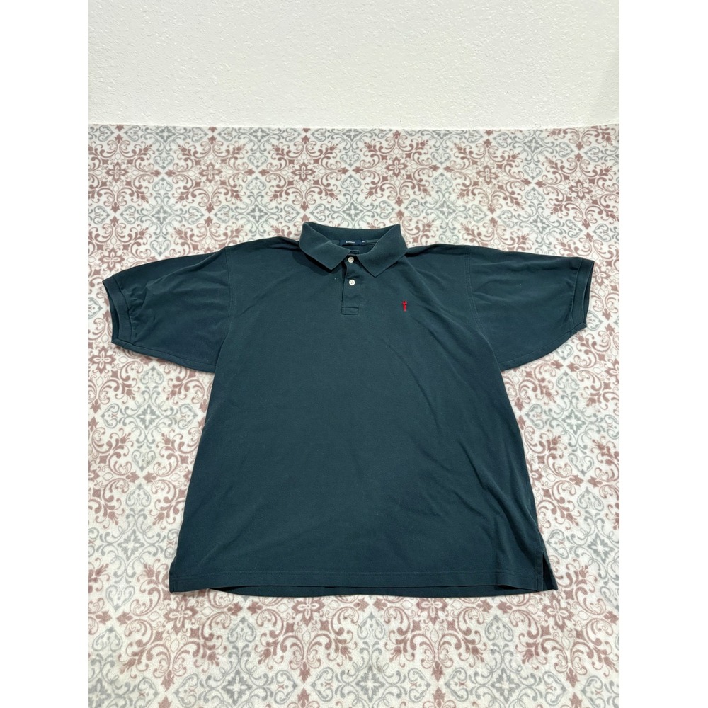Bossini Mens XL Polo Shirt Short Sleeve Forest Green Pique Knit Embroidered Logo